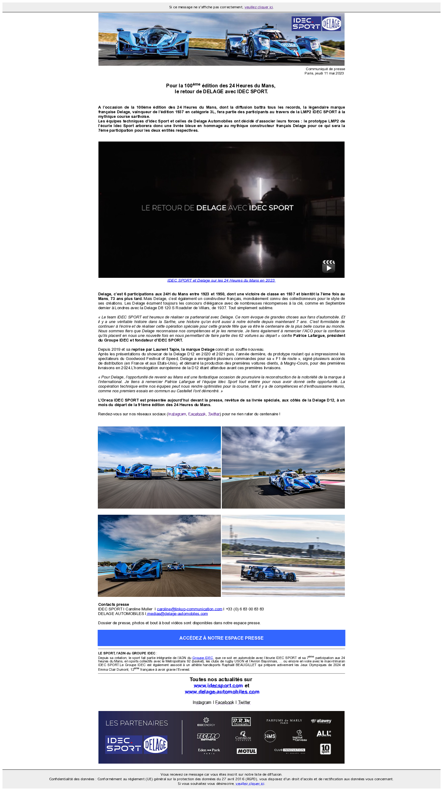2023-05-11 - CP Le retour de Delage avec IDEC SPORT sur les 24 Heures du Mans 2023.pdf